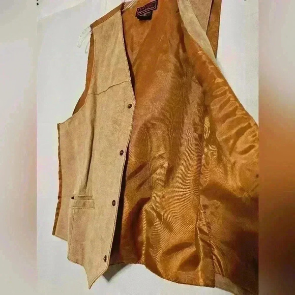 John L Blair Personal Choice Vintage Mens Tan/Camel Suede Snap Front Vest Large - Picture 3 of 6